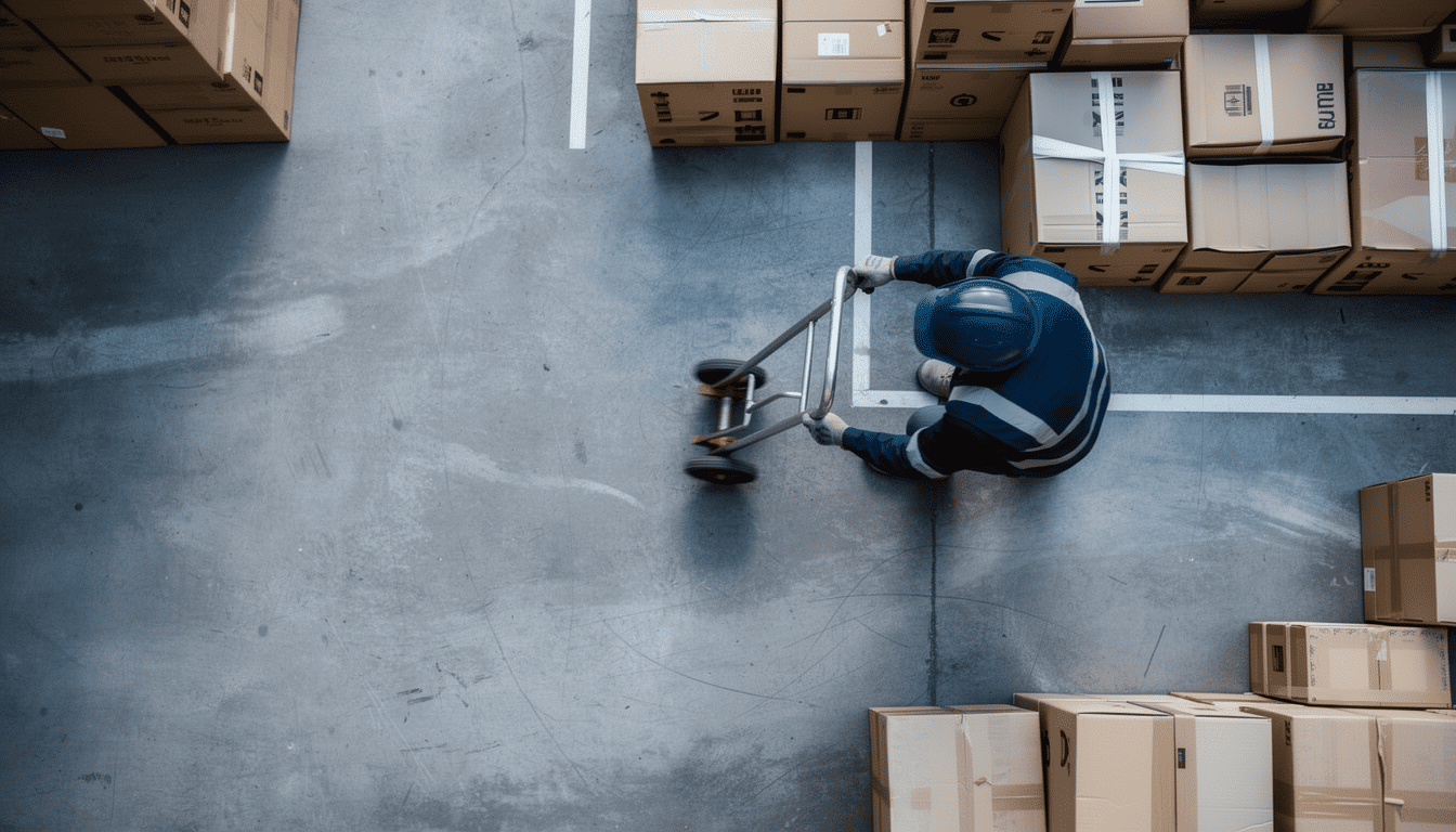 persona trabajando en almacen logístico